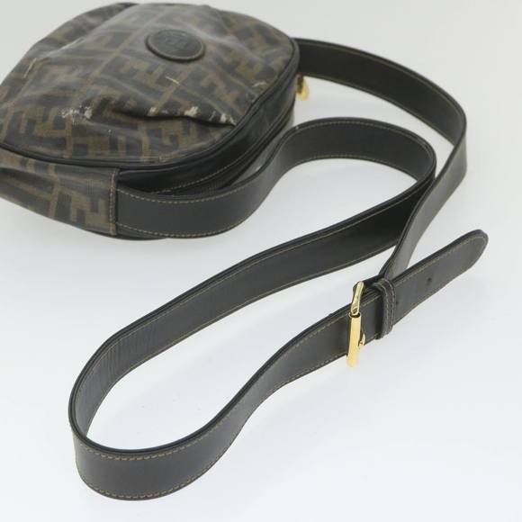 FENDI Zucca Canvas Shoulder Bag Coated Canvas Brown Auth bs9073 - Picture 8 of 16